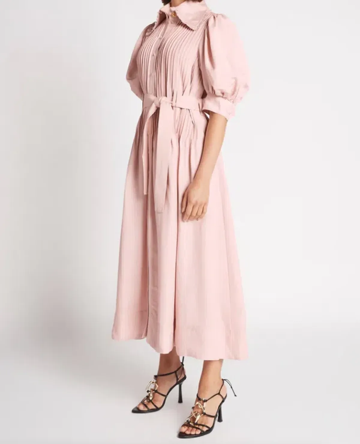 Aje Madeleine Belted Midi Dress Dusty Pink Size 16 for rent on The Volte - main image