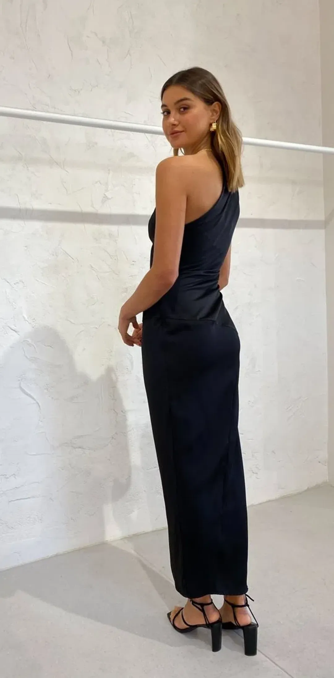 By Johnny Sliced Out Asymmetric Dress Black Size 8  for rent on The Volte - main image