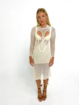 Dion Lee Stirrup Crochet Dress Cream Size XS/Au 6 for rent on The Volte - image 1