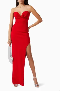 Monot Strapless Side-Slit Crepe Gown Red Size 6 for rent on The Volte - image 1
