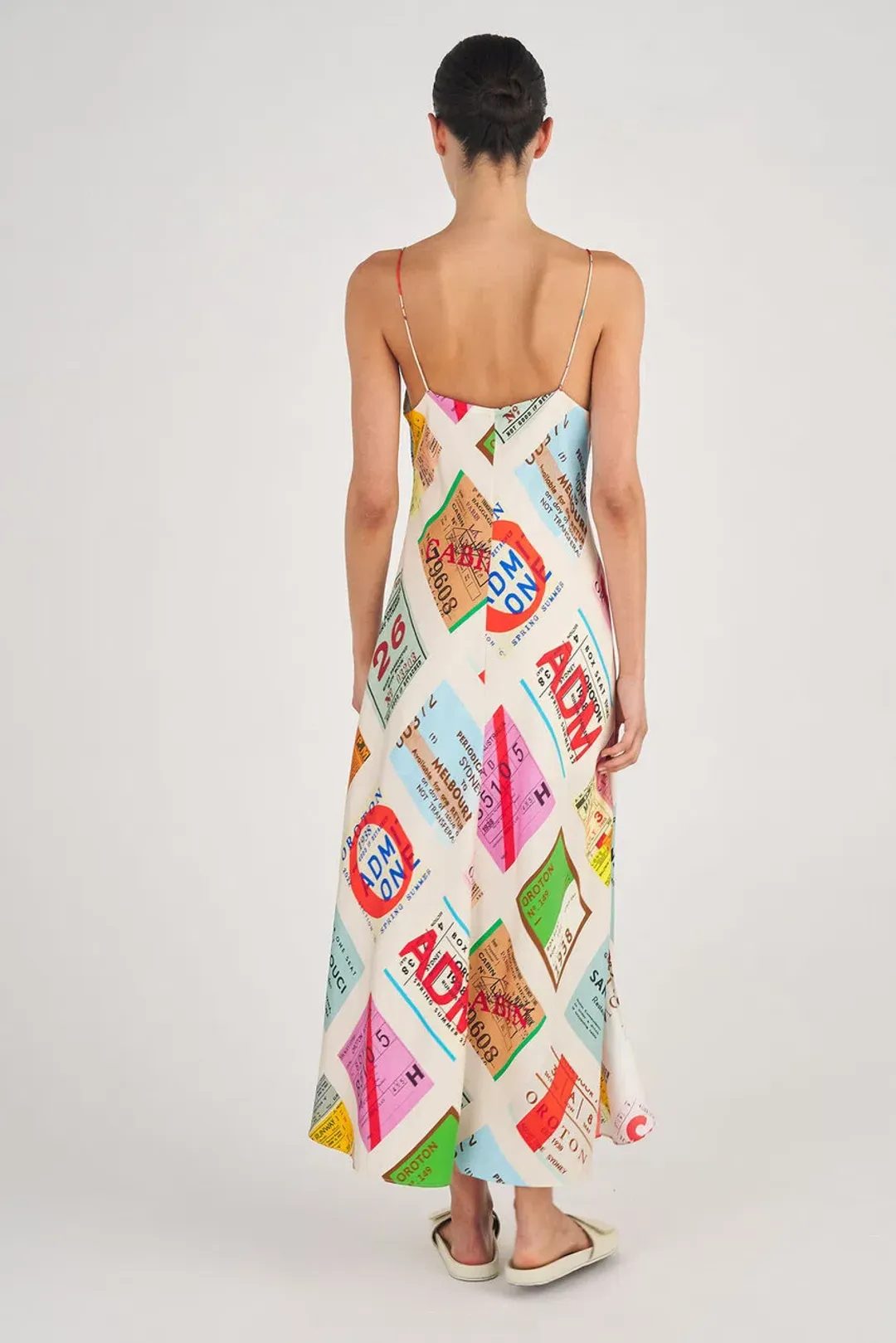 Oroton Ticket Print Slip Dress Print Size 8 for rent on The Volte - main image