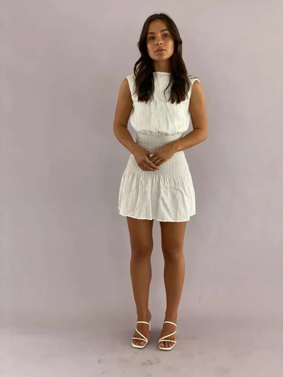 Sir The Label Lorena Open Back Mini Dress Ivory Size 0/Au 6 for rent on The Volte - main image