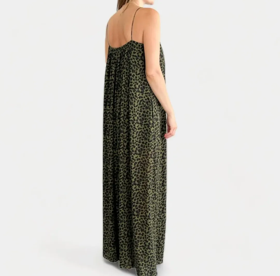 Camilla And Marc Tatami Full Maxi Dress Green Animal Print Size 8 for rent on The Volte - main image