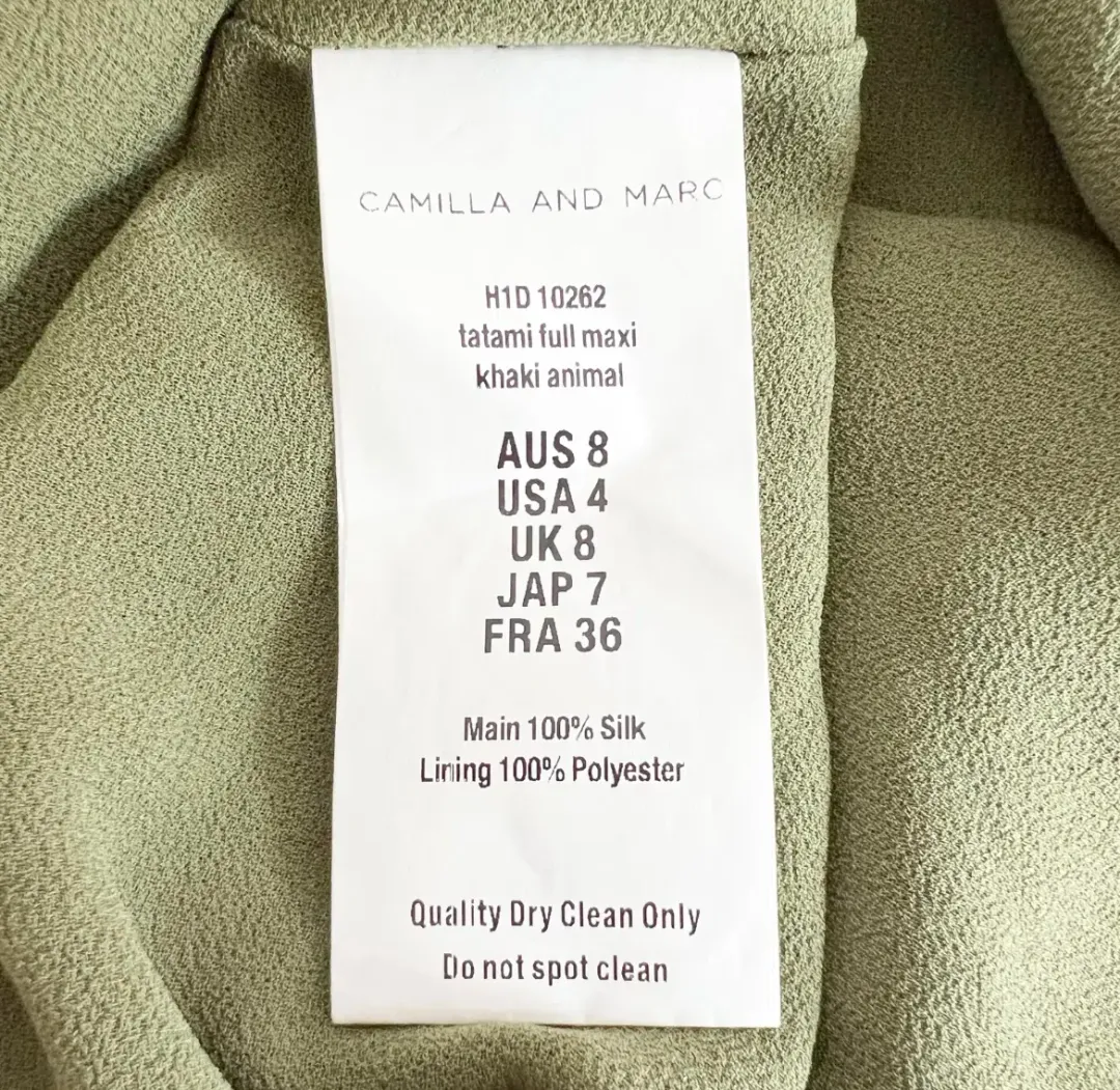 Camilla And Marc Tatami Full Maxi Dress Green Animal Print Size 8 for rent on The Volte - main image