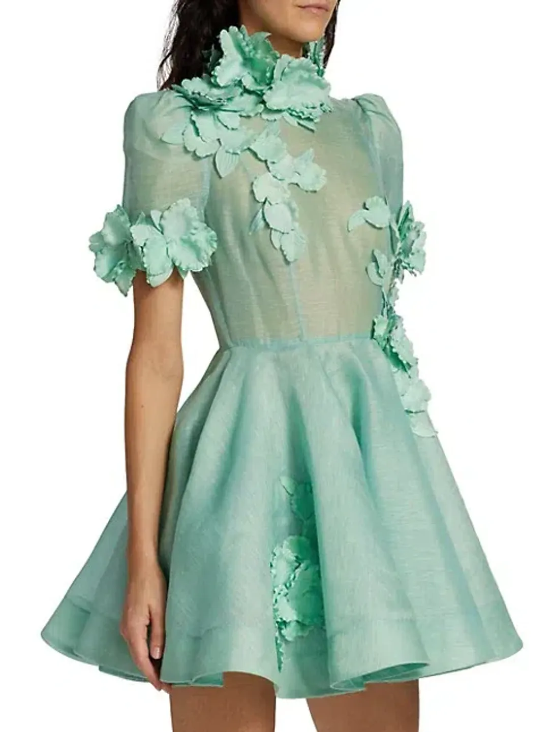 Zimmermann High Tide Lift Off Flower Mini Dress Mint Size 1 /Au 10 for rent on The Volte - main image