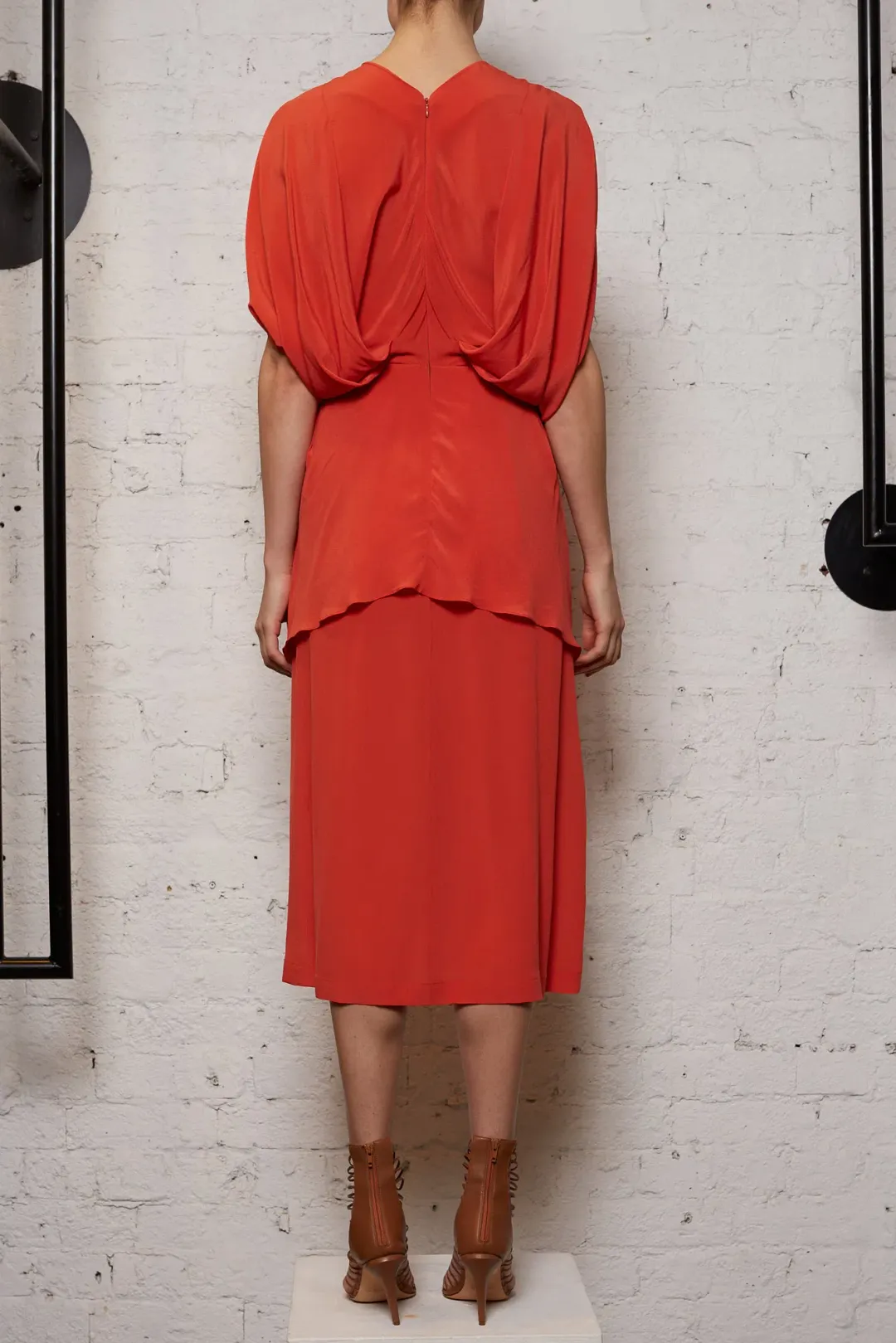 KITX Nature Cape Silk Dress in Melon Size 8 for rent on The Volte - main image