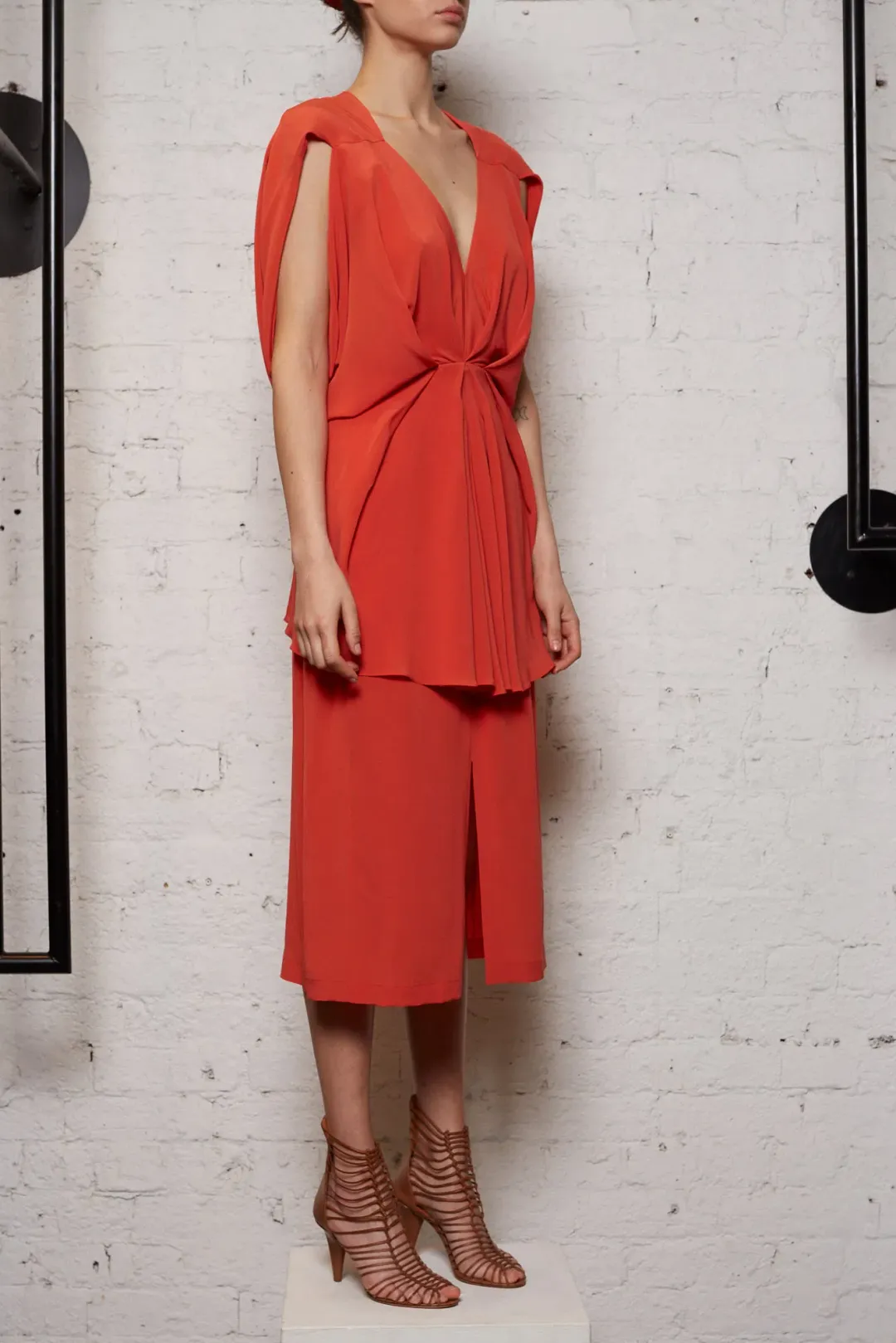 KITX Nature Cape Silk Dress in Melon Size 8 for rent on The Volte - main image