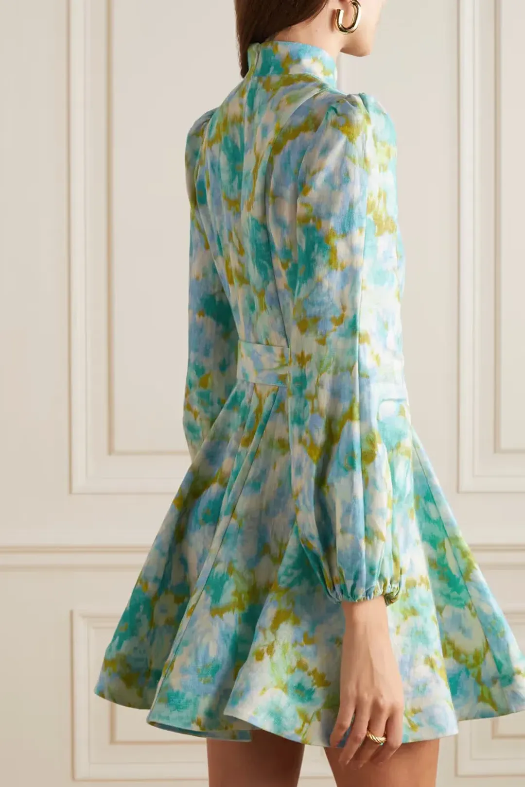 Zimmermann High Tide Buttoned Mini Dress Aqua Irate Floral Size 3/Au 14 for rent on The Volte - main image