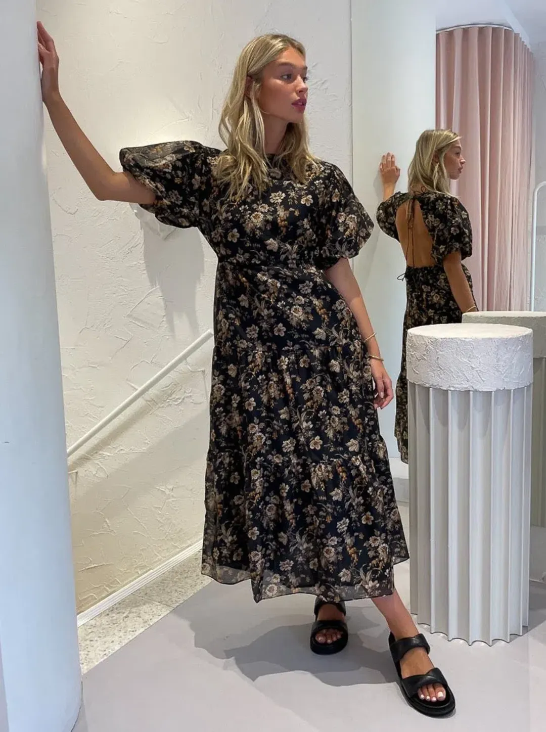 Sir the Label Amerie Open-back Midi Dress Floral Size 2/Au 10 for rent on The Volte - main image