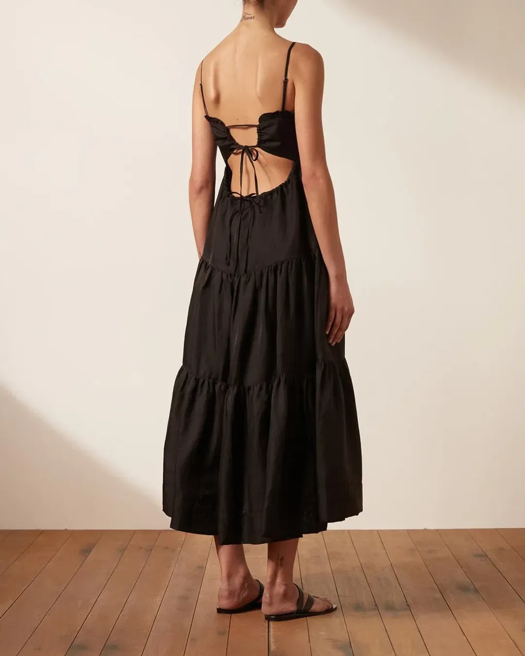 Shona Joy Bruna Linen Midi Black Size 8 for rent on The Volte - main image