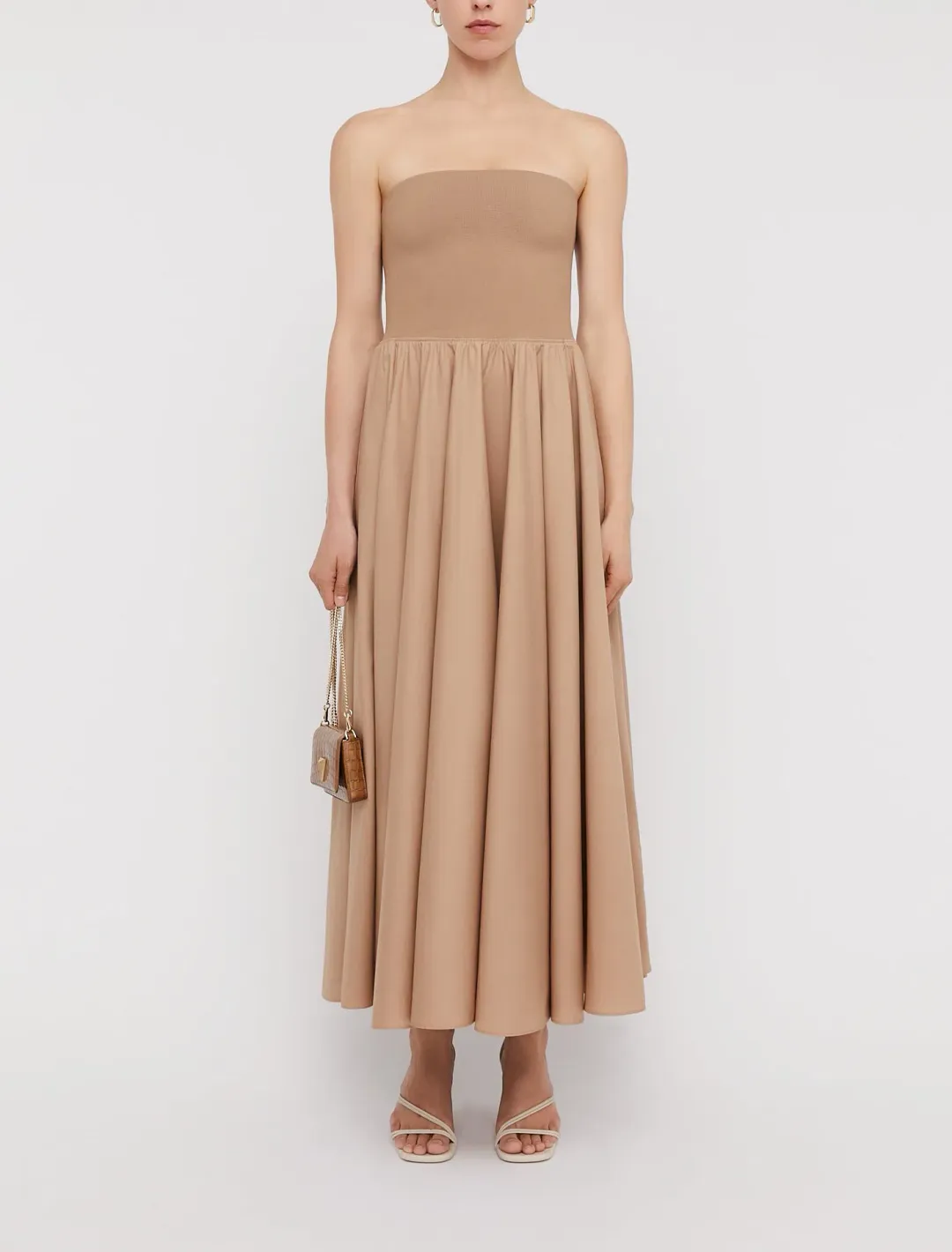 Scanlan Theodore Crepe Knit Cotton Strapless Dress Nude Size 6 for rent on The Volte - main image