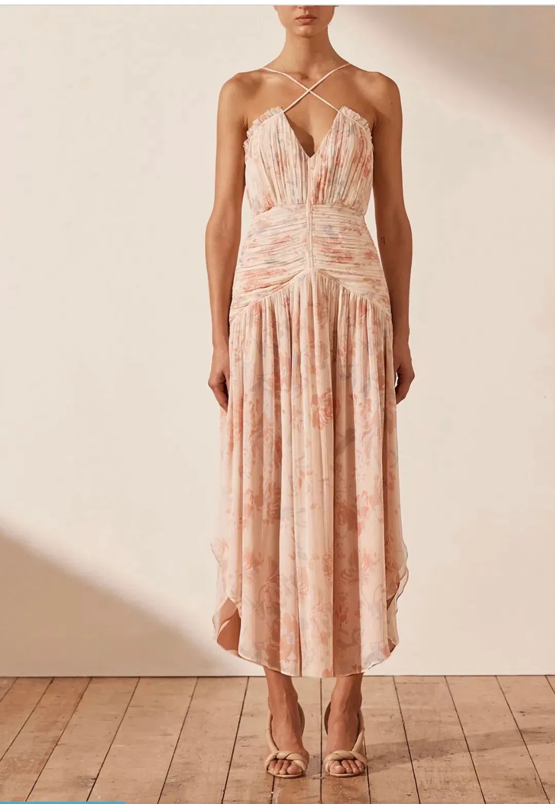 Shona Joy Faye Cross Front Midi Dress Floral Size 10 for rent on The Volte - main image