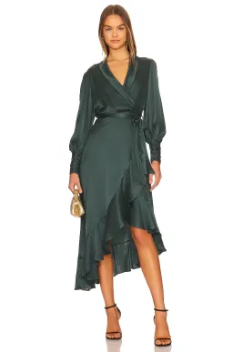 Zimmermann Silk Wrap Midi Dress Green Size 0 / Au 8 for rent on The Volte - image 1