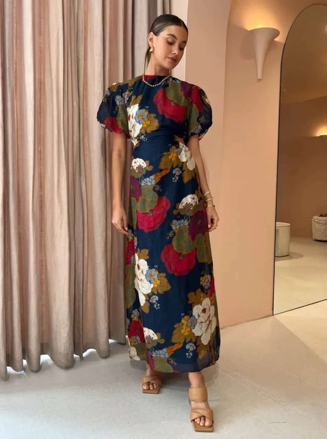 Sir the Label Bonita Puff Sleeve Gown Floral Size 1 / Au 8  for rent on The Volte - main image