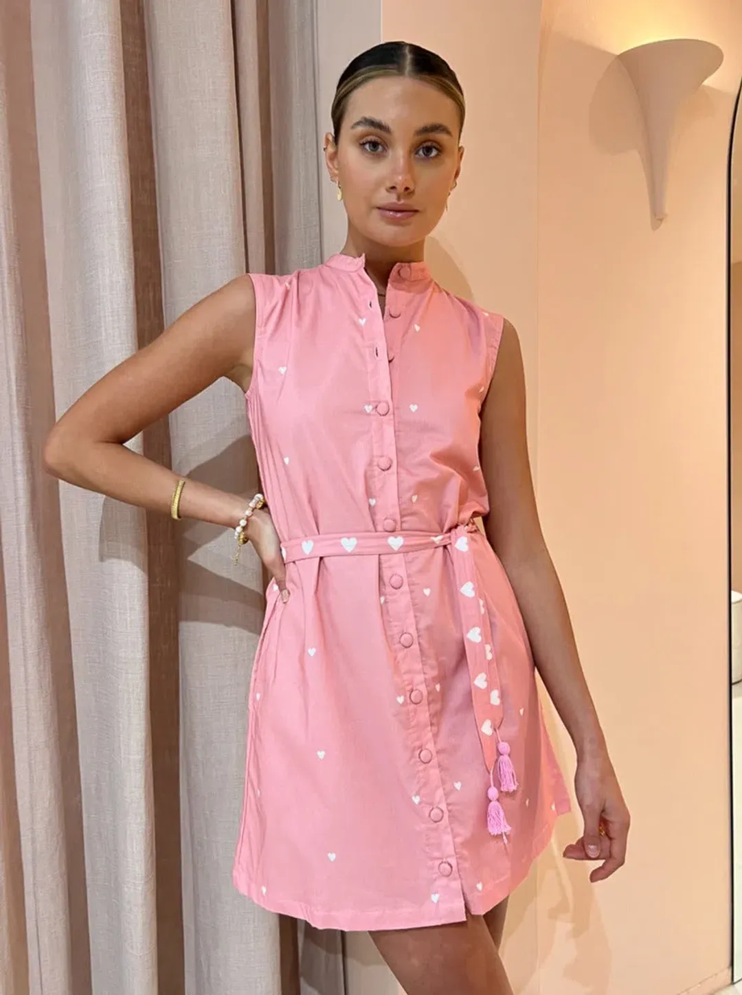 Ambra Maddalena Piper Mini Dress in Pink Hearts Size 10 for rent on The Volte - main image