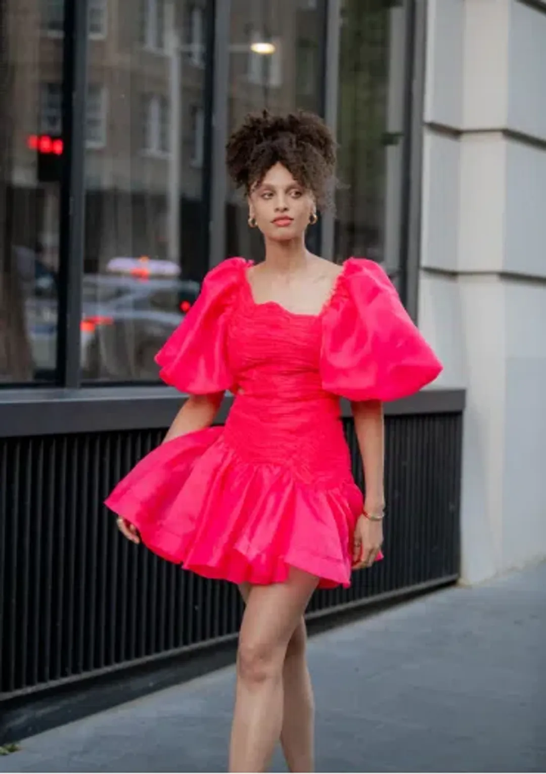 Aje Joan Puff Sleeve Mini Dress Pink Size 10 / M for rent on The Volte - main image