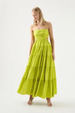 Aje Sartre Tiered Maxi Dress Green Size 8 / S for rent on The Volte - image 1