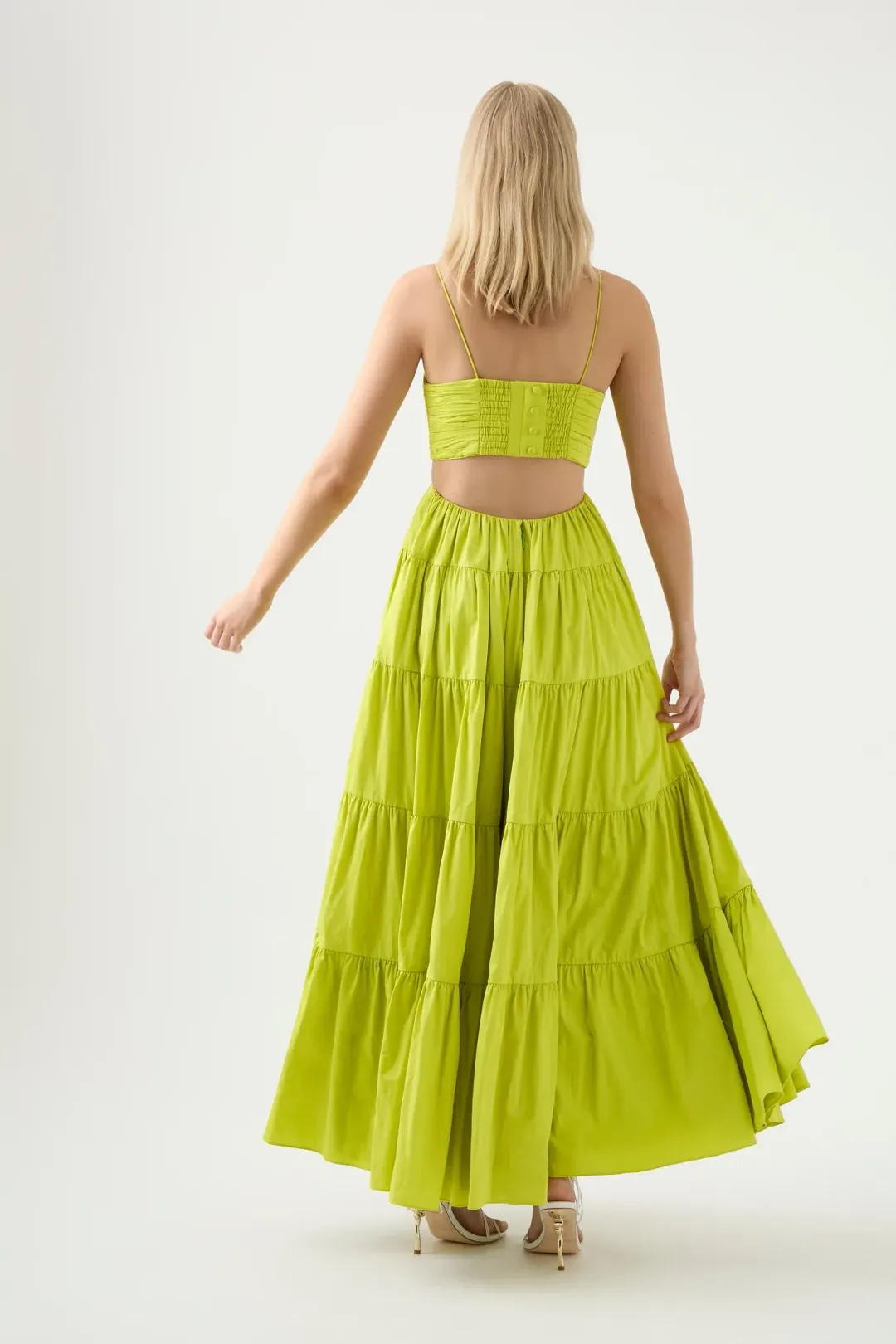 Aje Sartre Tiered Maxi Dress Green Size 8 / S for rent on The Volte - main image