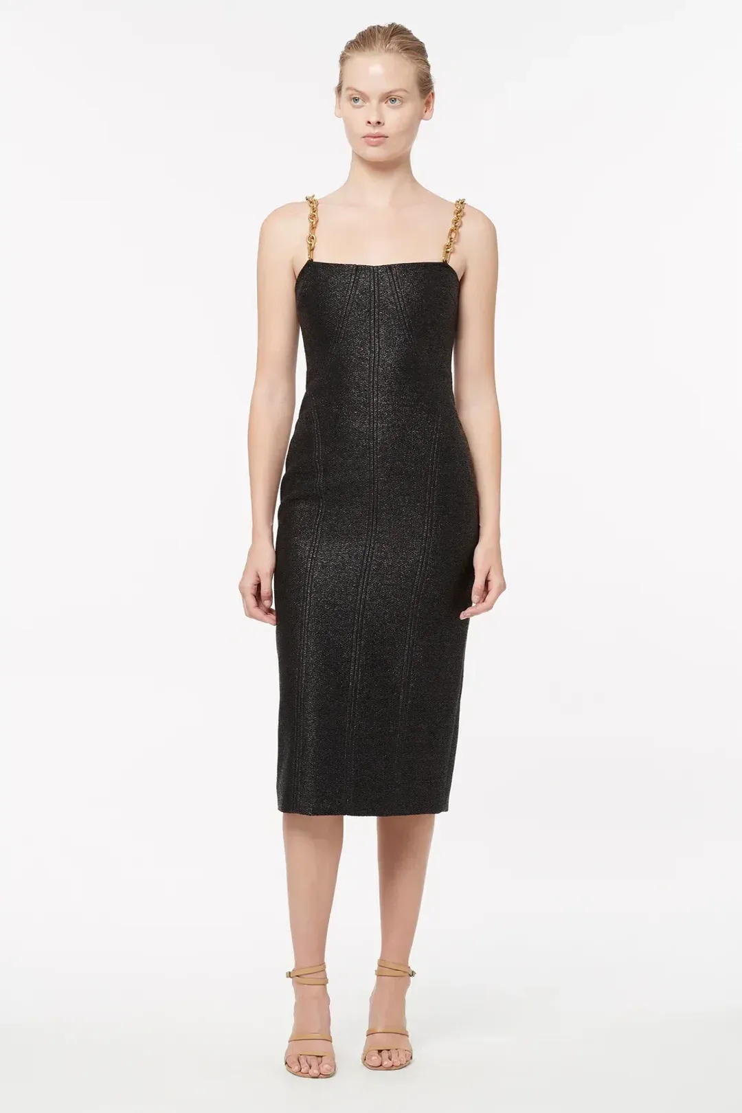 Manning Cartel Neo Classic Midi Dress with Chain Straps Black Size 12 for rent on The Volte - main image