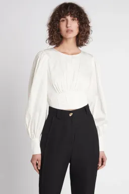 Aje Poised Lace Up Cropped Top Ivory Size 12 / L for rent on The Volte - image 2