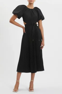 Rebecca Vallance Magdalena Puff Sleeve Midi Dress Black Size 8 for rent on The Volte - image 1
