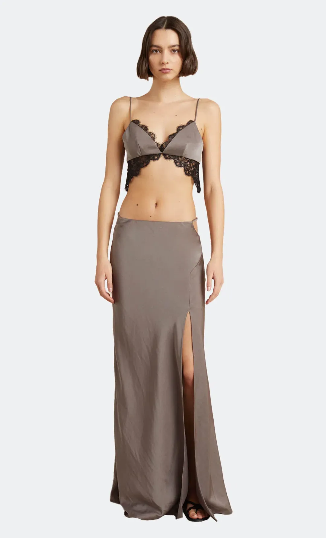 Bec & Bridge Camille Top & Maxi Skirt Set Pewter Size 6  for rent on The Volte - main image