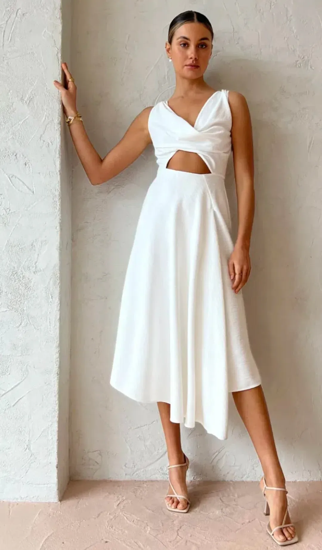 One Fell Swoop Marni Midi Dress in Pulsar White Size 10 for rent on The Volte - main image