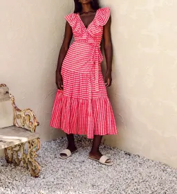 Bird and Kite Juni Wrap Dress Calypso Gingham Size XL / Au 14 for rent on The Volte - image 1