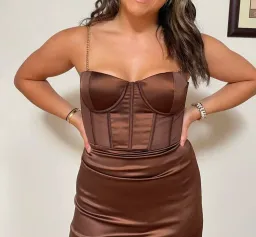 Meshki Talisa Chain Strap Midi Dress Brown Size M / Au 10 for rent on The Volte - image 3