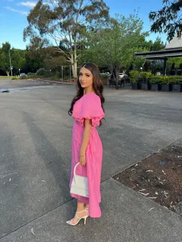 Aje Eugenie Off Shoulder Midi Dress French Rose Pink Size 8 / S for rent on The Volte - image 2