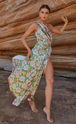 Sonya Moda | Nour Forever Maxi Dress | Olive Floral Print | Size 8/S for rent on The Volte - image 1