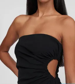 By Johnny Selena Strapless Midi Dress Black Size 8 / S for rent on The Volte - image 2