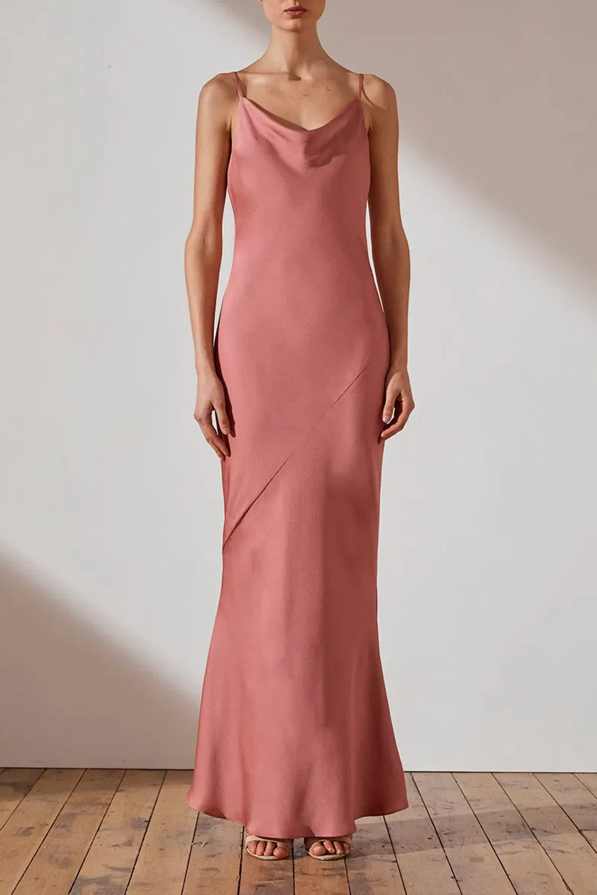 Shona Joy Luxe Bias Cowl Slip Dress Rose Size 10 for rent on The Volte - main image