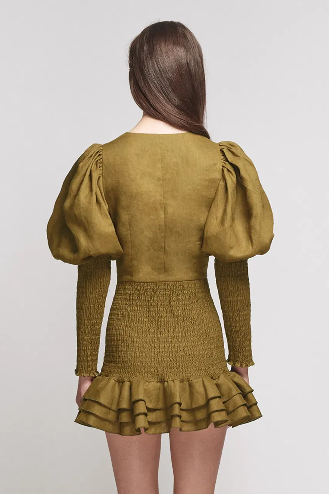 Joslin Studio Morgan Linen Mini Dress Camo Size 10 for rent on The Volte - main image