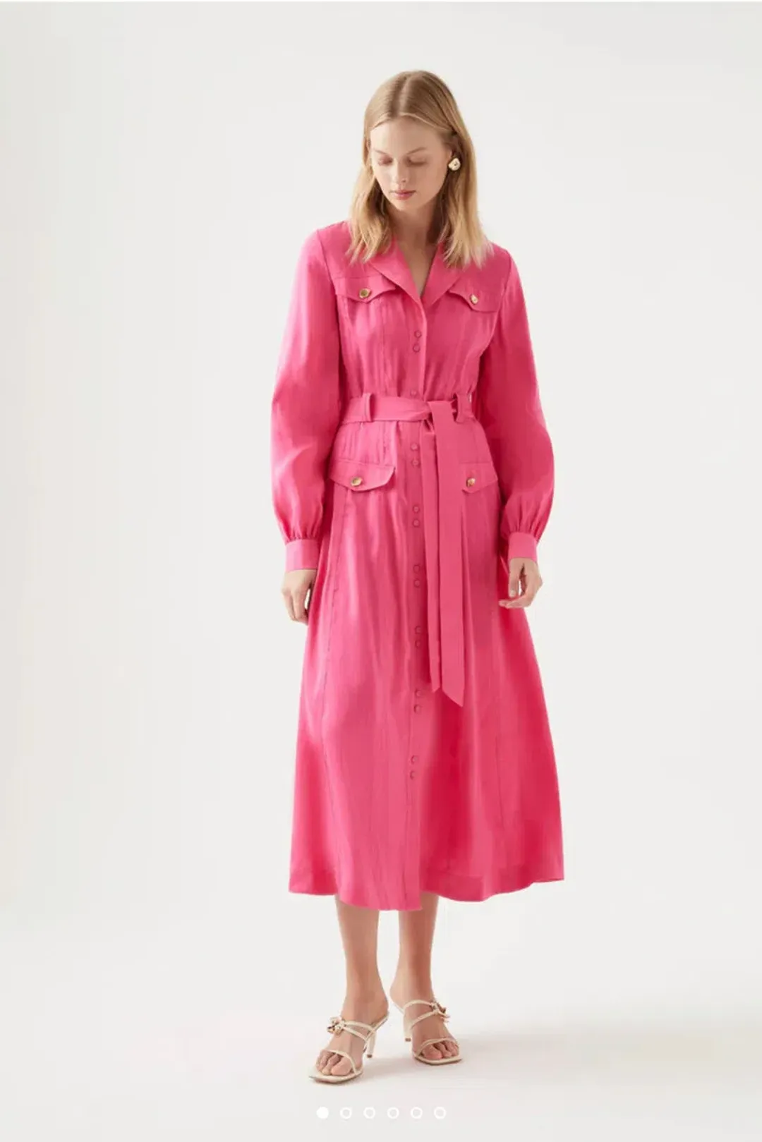 AJE Sophie Shirt Midi Dress Berry Size 10 for rent on The Volte - main image