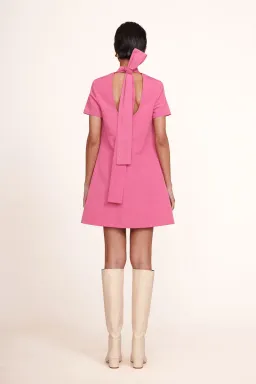 Staud Mini Ilana Bow Neck Dress Pink Size M/AU 10 for rent on The Volte - image 2