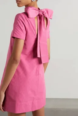 Staud Mini Ilana Bow Neck Dress Pink Size M/AU 10 for rent on The Volte - image 4