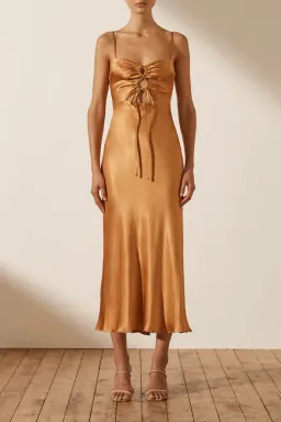 Shona joy Alma Lace Up Midi Dress Tumeric Size 8 for rent on The Volte - image 2