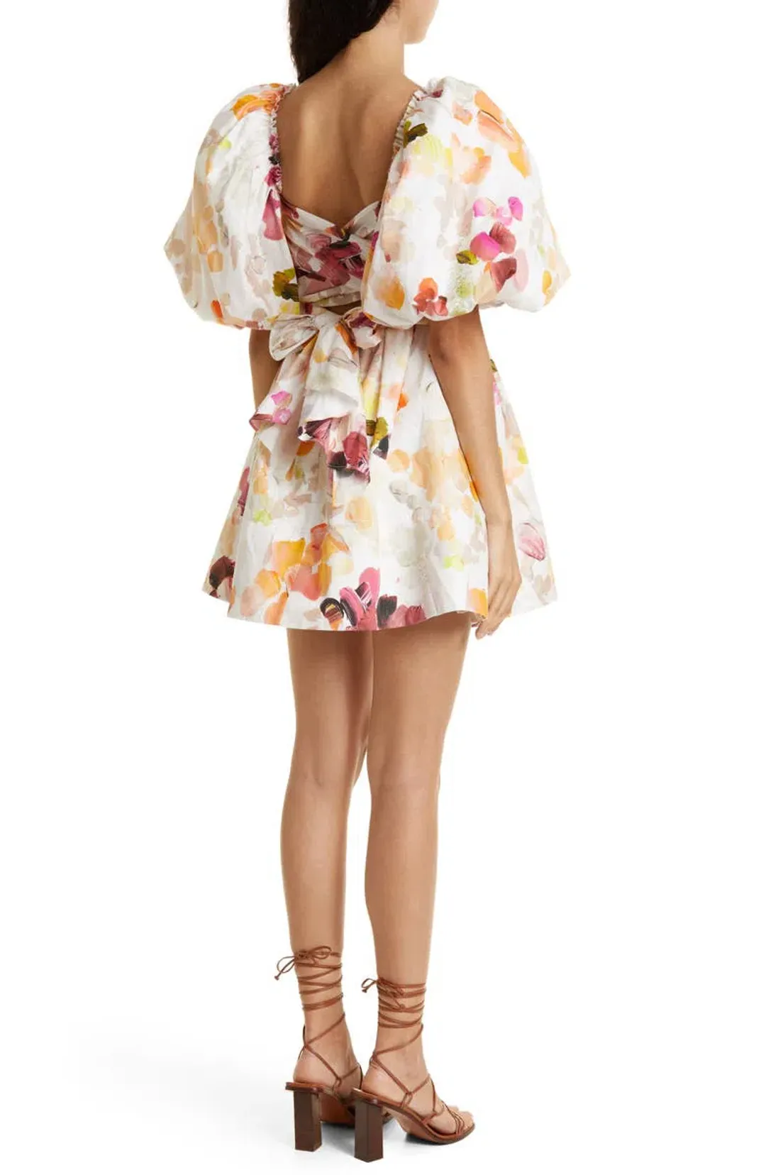 Aje Dassia Puff Sleeve Mini Dress Floral Size 8 for rent on The Volte - main image
