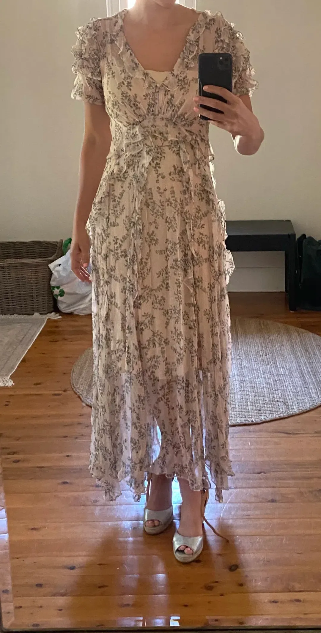 Rachel Gilbert Chiara Silk Floral Maxi Dress Size 1/Au 8 for rent on The Volte - main image