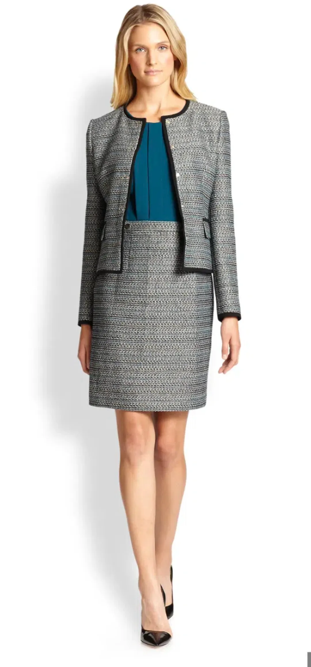 Hugo Boss Tweed Jacket Blue/Gold/Grey Size 6 for rent on The Volte - main image