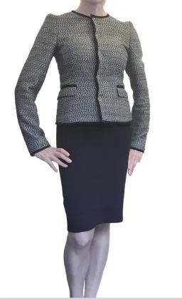 Hugo Boss Tweed Jacket Blue/Gold/Grey Size 6 for rent on The Volte - image 2