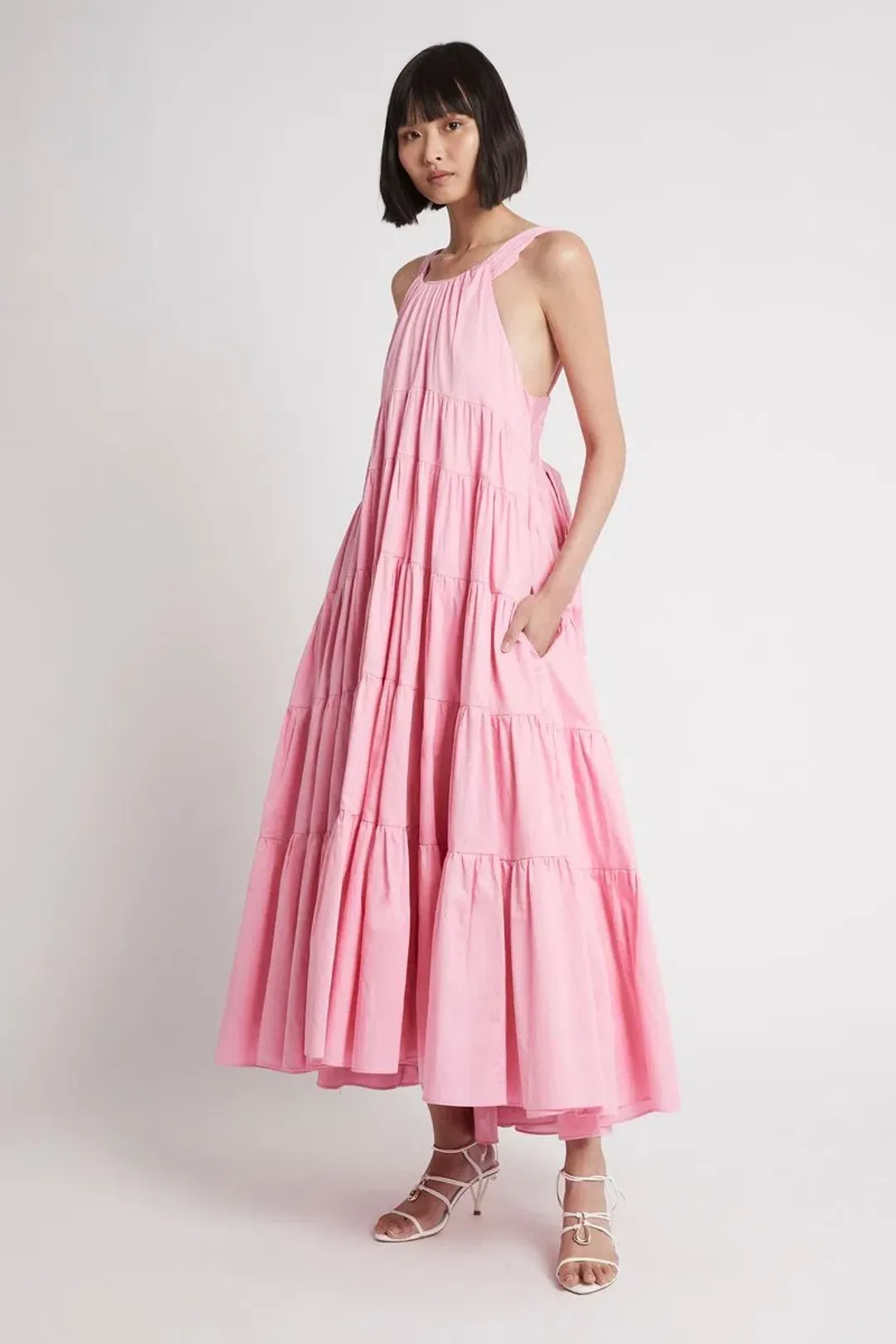 Aje Marguerite Tie Back Maxi Dress Pink Size 12 for rent on The Volte - main image