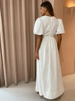 By Nicola Dahlia Ring Detail Maxi Dress in White Size 8 for rent on The Volte - image 3