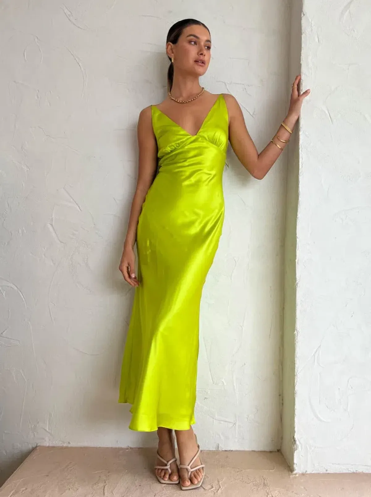 Ginia Sonia Maxi Dress in Electric Lime Size M / Au 10 for rent on The Volte - main image