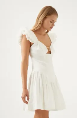 Aje Simone Frill Sleeve Mini Dress Ivory Size 6 / XS for rent on The Volte - image 2