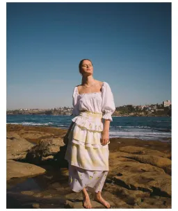 Ambra Maddalena Guinevera Dress Lemonata/White Size 10 for rent on The Volte - image 3