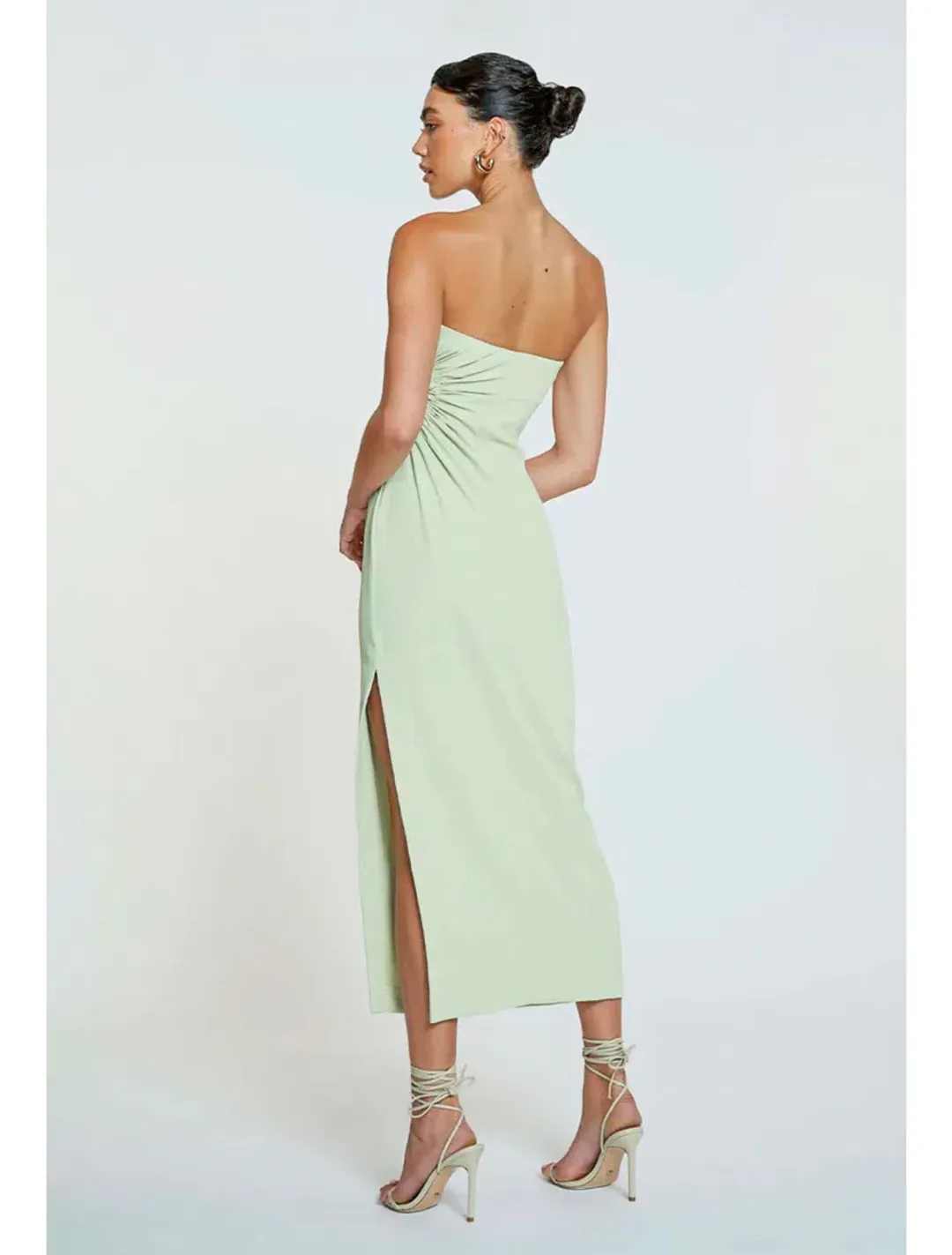 By Johnny Selena Strapless Midi Dress Avocado Green Size 8 / S for rent on The Volte - main image
