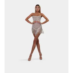 Albina Dyla Wild Corset Short Dress Silver/Nude Size 6 for rent on The Volte - image 1