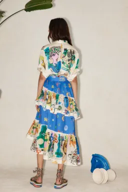 Alemais Soleil Oversized Shirt and Ruffle Skirt Set Print Size 14 for rent on The Volte - image 3
